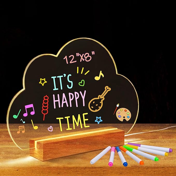 SetGame LED Note Board with 7 Colors Pen, Art Creative Light Up Dry Erase Board, Glowing Night Light Neon Message Bulletin Board Sign with Stand, Suit for Living Room, Bedroom, Lounge, Kitchen, Office