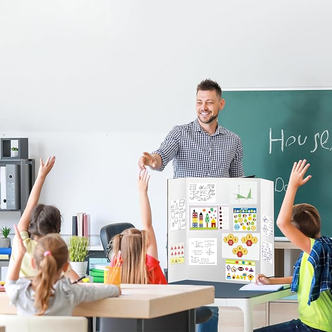 2 Pack Trifold Poster Board, IKAYAS 24" X 36" Double Sided White Tri-fold Poster Boards, Science Fair Display Boards Presentation Boards for Mounting, Art, Display, Projects Classroom Supplies