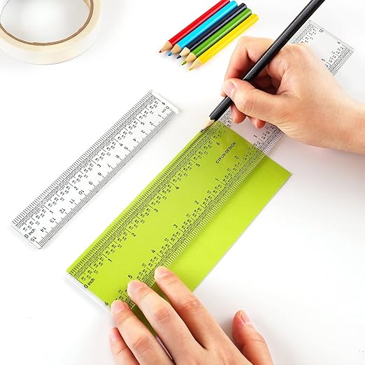 6PCS 6''/12 '' Acrylic Clear Edge Rulers T-Square Ruler, inches and Metric Zero-Centering, T Square Ruler Transparent,for Crafting Drafting and General Layout Work Art Framing & Drafting Scrapbooking