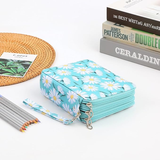 Portable Colored 72 Slots Pencil case Organizer with Printing Pattern for Watercolor Pens, Pencil Case Organizer for Artist