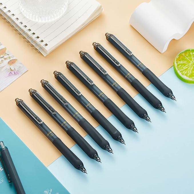 ParKoo Gel Pens, 12 Pcs 0.5mm Retractable Quick Dry Black Ink Pens | Click Silent, Comfort Grip, Fine Point Smooth Writing Pens for Teachers, Nurses, Cute Stationery Office School Supplies