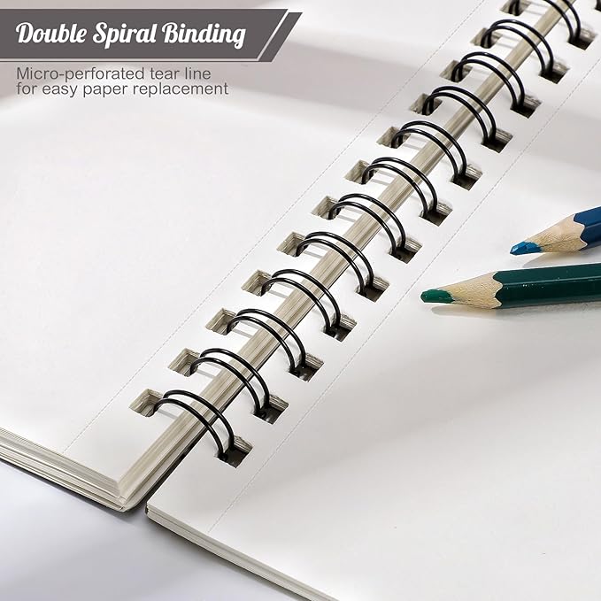 Sketch Book 9×12 inch, Spiral Bound Sketch Pad 50 Sheets (68lb/100gsm), Acid-Free Sketchbook for Drawing Painting Sketching, Art Paper Drawing Supplies for Teens Adults Artists Ideal Gifts
