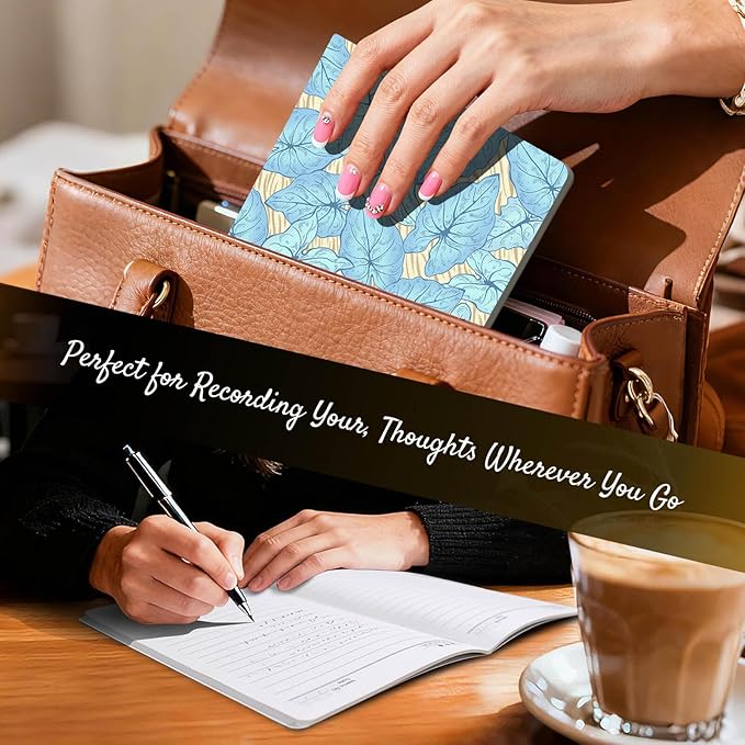 Stitched Composition Notebooks 2-Pack with Unique Art Designed Cover, A5 Lined Diary (8.2"L*5.5"W), Lay Flat Design, Thicked Paper Writes Smoothly for School and Office (Alocasia Leaf)