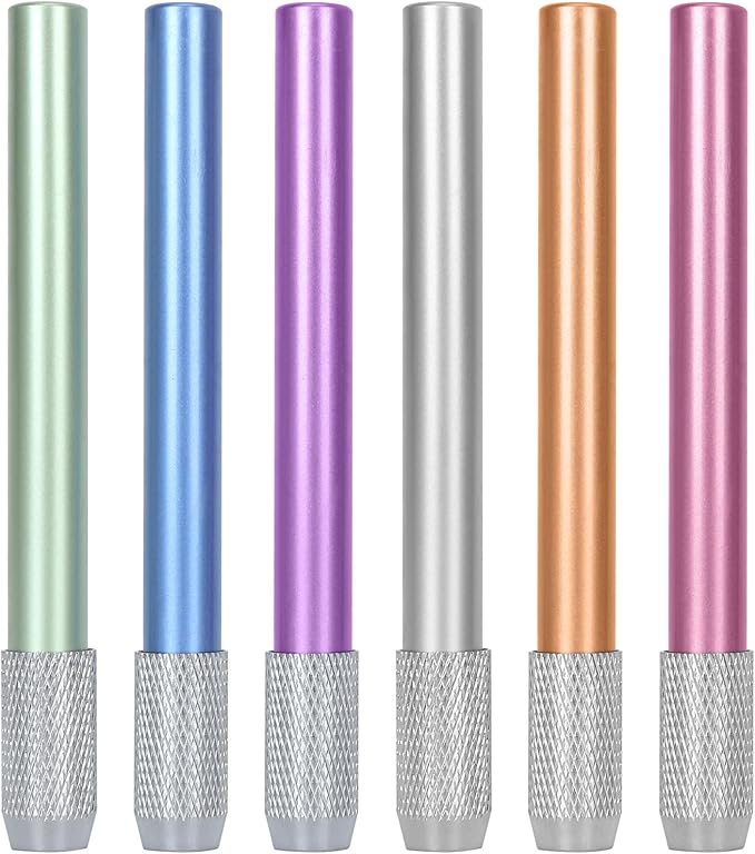 YOUSHARES Aluminum Assorted Colors Pencil Lengthener – Pencil Extender Holder for Colored Pencils in Regular Size (6 Pcs)