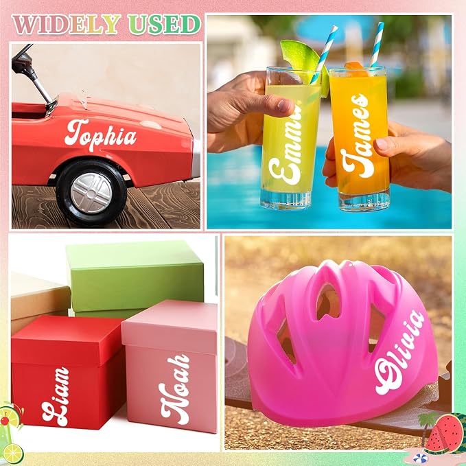 Gilprop 6 Sheets Name Decals for Tumblers Waterproof Vinyl Stickers for Water Bottles UV Dtf Cup Wrap Letters Custom Vinyl Stickers for 14-40 oz Tumbler Glass Bottle Car DIY Crafts