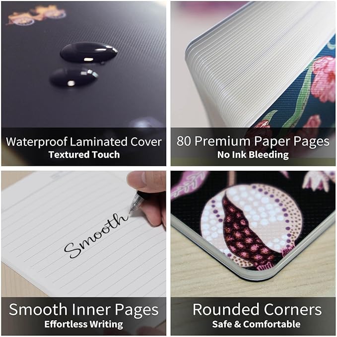 Stitched Composition Notebooks 2-Pack with Unique Art Designed Cover, A5 Lined Diary, Lay Flat Design, 80 Pages Workbooks, Thicked Paper Writes Smoothly for School and Office (Apple Tree)
