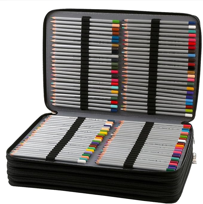 Portable Colored 480 Individual Slots Pencil case Organizer with Printing Pattern for Watercolor Pens or Markers, Pencil Case Organizer for Artist