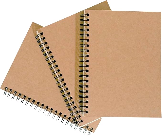 K-Kraft Notepads with Kraft Paper Covers (5 x 7 with Inside Flap Pocket 3-Pack, 60 sheets per notepad)