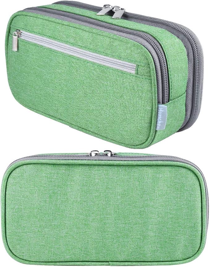 Chelory Big Pencil Case Large Capacity Pencil Bag Pouch High Storage Pen Holder Marker Makeup Bag Office Desk Stationery Organizer Supplies Adults-Green