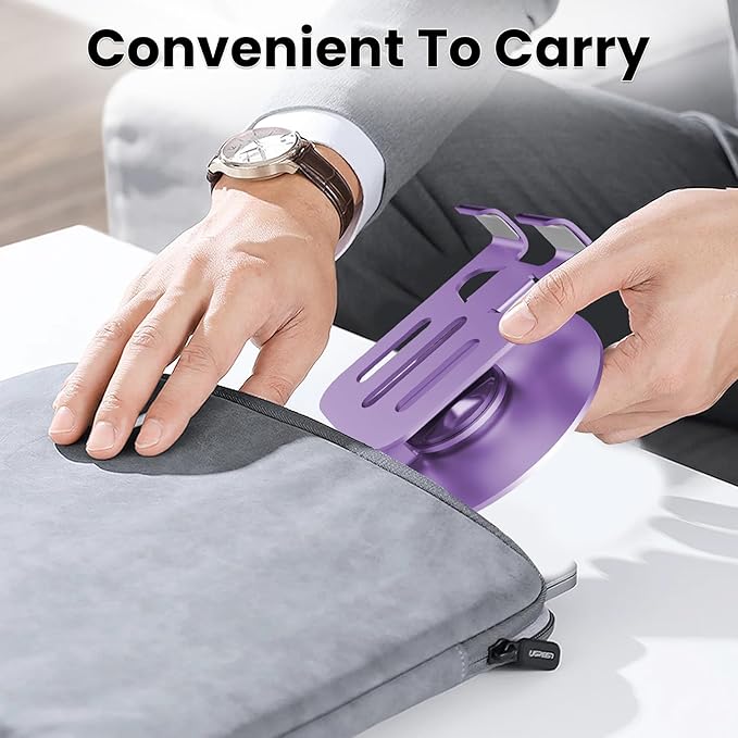 Universal Metal Cell Phone Stand, Multi-Angel Adjustable 360° Rotation Non-Slip Metal Phone Stand Compatible with iPhone 17 16 Pro Max and All Smartphones (Purple&Purple)