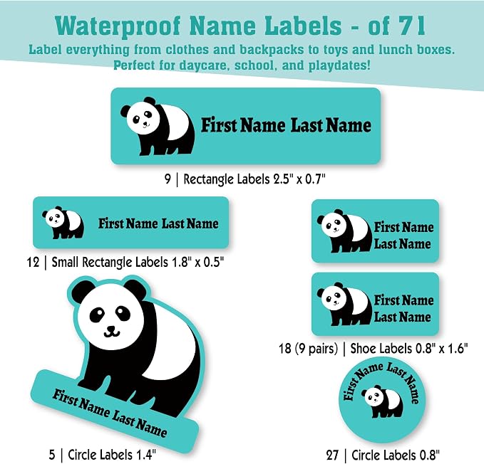 Personalized Daycare Name Labels for Kids (71 Labels) - Custom Durable Waterproof Name Stickers for Clothing Tags, Water Bottles, Lunch Boxes, and School Supplies - Dishwasher, Washer