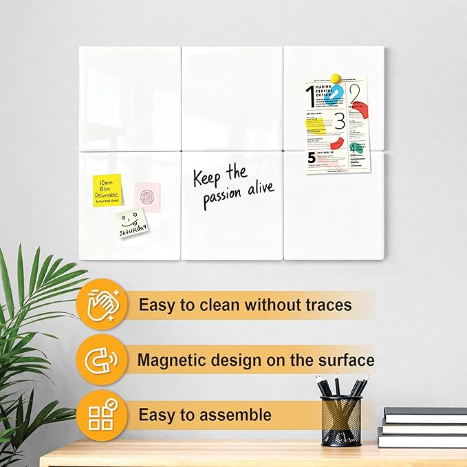 Comix Magnetic Board, 12 Pack Magnetic Whiteboard for wall, 11.8 x 11.8 Inches Dry Erase Board for Kids, Students, White Board Dry Erase Set for Fridge, Office and Home, White