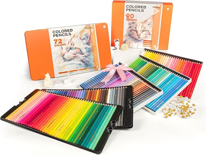 Woomer Premium Colored Pencils 133 Colors Set with 20 Wear-Resistant Paper, 3.8mm Soft Creamy Core for Artists Studios & Blending/Layering (162 Counts, 2 Packs)