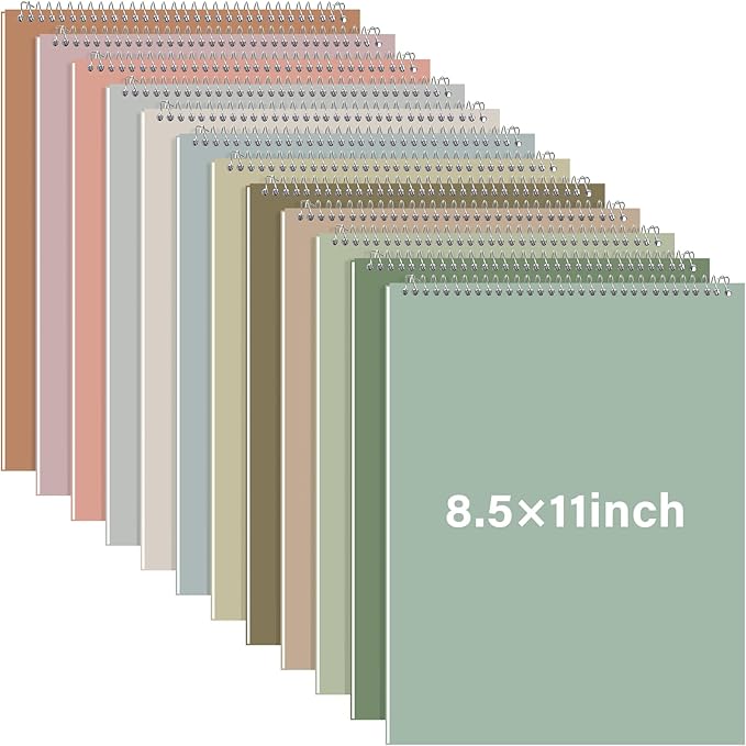 Maitys 12 Pcs Legal Pad Steno Spiral Notebook 8.5 x 11 Inches Top Bound Spiral Pads Hard Cover College Ruled Notepad 70 Sheet Pad Colorful Covers for School Office University Home (Classic Color)