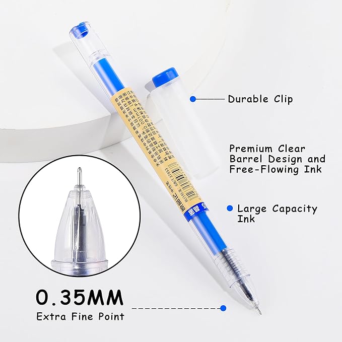 Black Blue Red Gel Ink Pens, 0.35mm Extra Fine Point Smooth Writing Rollerball Pens, Japanese Style No Smudge Ballpoint Pen, Quick Drying for Journaling Office School Stationery Supplies 12Pcs