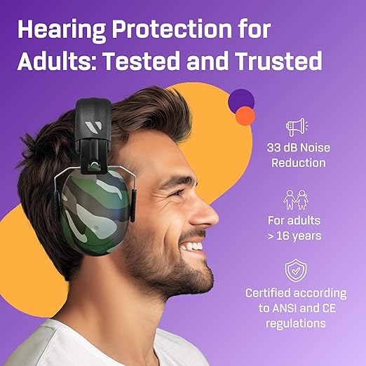 Vanderfields - Hearing Protection Ear Muffs - Over 35 dB (2K Hz) Broad Noise Cancelling Sound Reduction - Adults & Teens