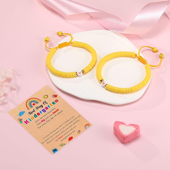 UPROMI First Day of Preschool/Kindergarten/1st Grade/2nd Grade/School Gift, Back to School Bracelet Mommy and Me Dad and Son