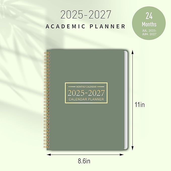 Monthly Planner 2026-2027, 2026 Calendar 18 Months Planner, January 2026 - June 2027, 8.5" x 11", 2026 Academic Calendar Hard PVC Cover with Spiral Bound, Perfect for School & Office for Women & Men
