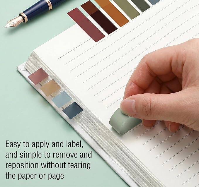1200 pcs Translucent Annotation Tabs,10 Colors Transparent Sticky Tabs,3 Designs Index Tab for Book Accessories,Waterproof Sticky Note Tabs,Repositionable Book Flags Strip for Page Markers,Filing