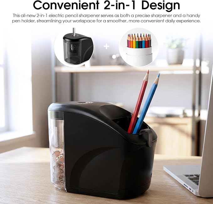 Electric Pencil Sharpener,Mini Automatic Pencil Sharpener.Suitable for No. 2/Colored Pencils (6-8 mm),Applicable to School/Classroom/Office/Home