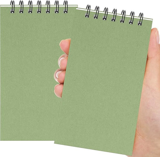 Tenceur 2 Pcs Eucalyptus Green Pocket Notebook Small 3x5 Inch Top Spiral Notepads Bound Notebook with Lined 120 Pages Mini Memo Pads for Office College Nurse Essentials Back to School Gift