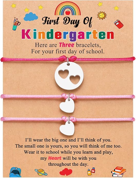 3PCS First Day of Preschool/Kindergarten/1st Grade Gift, Back to School Bracelets Set for 3