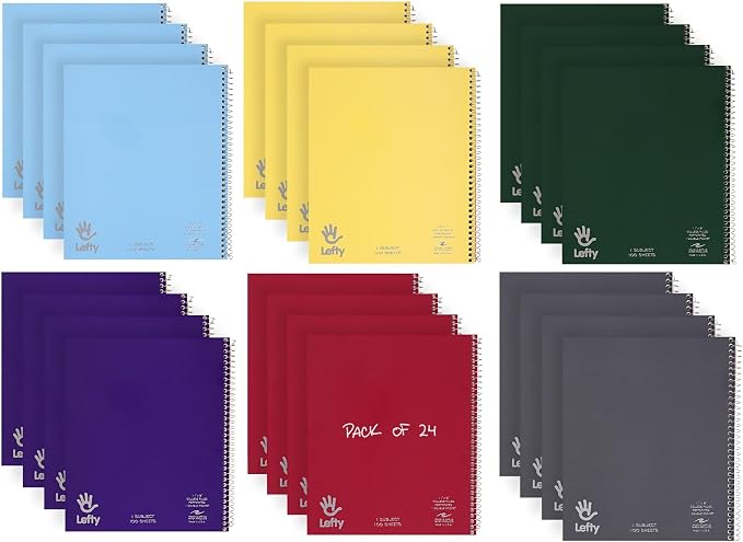 ROARING SPRING Left Handed Spiral Notebook, 1 Subject, 11x9, 24 Pack