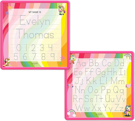 Kid's Name Tracing Board | Dry Erase Letter Tracing | Reusable Writing Practice Board | Personalized | Baby Unicorn Theme