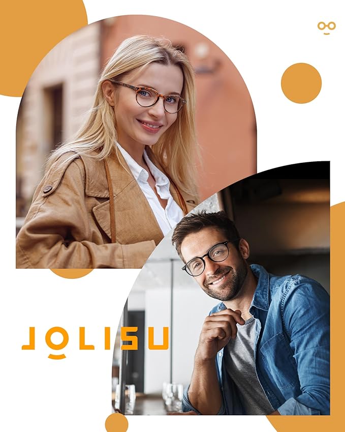 JOLISU 5 Pack Reading Glasses For Women/Men-Blue Light Blocking Computer Reader w/Round Frame - Retro Clear Lens Fake Eyeglasses（3.5）