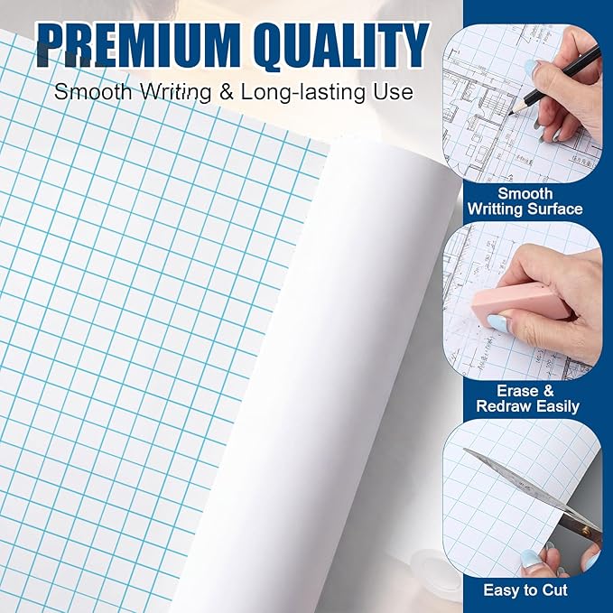 Jetec 1 Roll Large Grid Graph Paper Roll 1/2'' Grid 16.5 Inch x 98ft Math Graph Paper for Journaling Composition Planner Classroom Teaching Drafting Supplies Kids Students Gifts