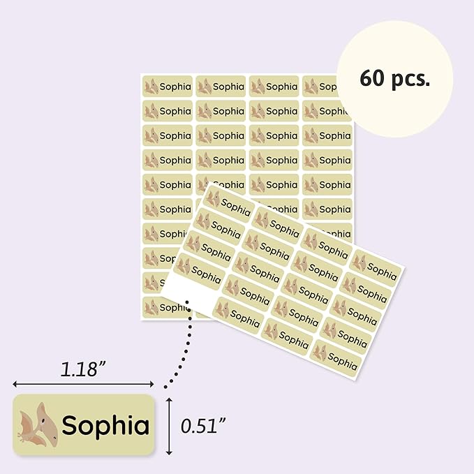 Personalized Name Labels for Kids (60) – Custom Waterproof & Durable Stickers for Clothing, Daycare, Office & School Supplies - Dinosaurs