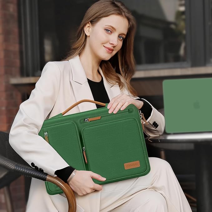 MOSISO 360 Protective Laptop Case 16 inch, 15-15.6 inch Laptop Sleeve Compatible with MacBook Pro 16, HP Acer Dell Lenovo ASUS, Side Open Carrying Case with 4 Zipper Pockets&Handle, Jungle Green