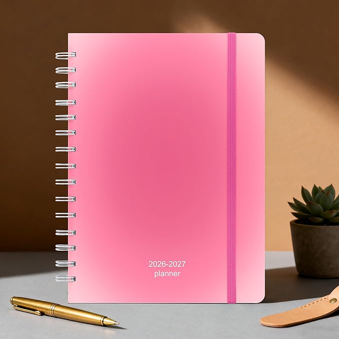 Planner 2026-2027 Monthly and Weekly Academic Planner July 2026 - June 2027, Hardcover Calendar 2026-2027 Agenda Daily Planner for Student Teacher School Office Supplies, 6" x 8.3", Pink Ombre