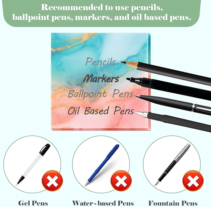 BAYTORY 200 Sheets Transparent Sticky Notes, 6Pcs Double-Ended Colored Marker Pen, 3 x 3 Glitter Clear Sticky Notes, Waterproof Self-Stick Note, Easy to Post for Note Taking (Colorful)