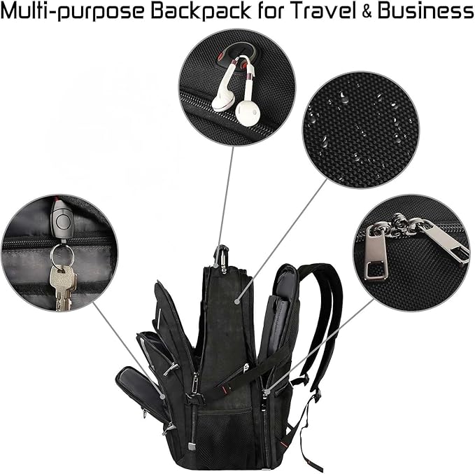 17 inch Laptop Backpack, Large Travel Backpack for Men Airline Approved and TSA Friendly, RFID Anti Theft Water Resistant Bookbag Fit for College High School Students Weekender