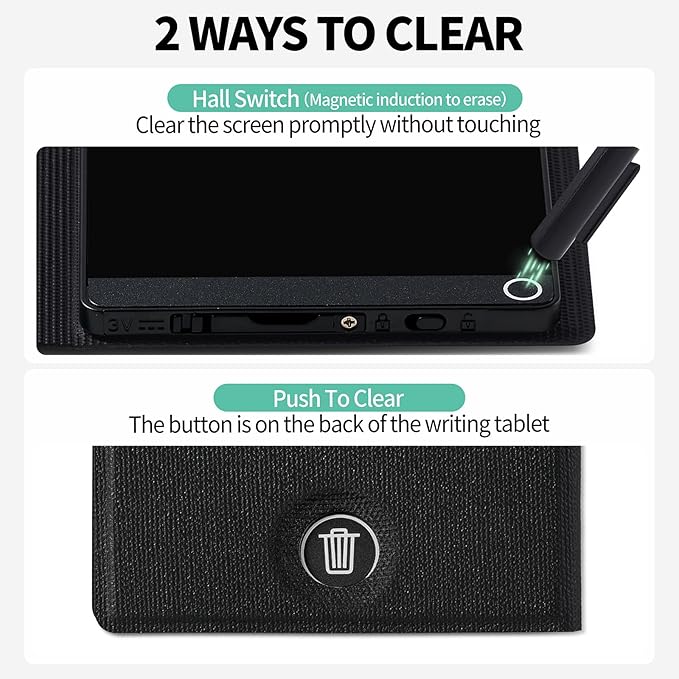 LCD Writing Tablet for Adult: Mini 6.5 Inch Full Screen Digital Notepad with Hall Switch and Tablet Case Reusable Writing Pad Portable Use for Office Study Teaching