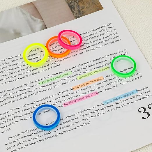 5 Rolls Highlighter Tape Colored Transparent Marking Sticker Removable Fluorescent Neon Tape Annotation Supplies for Teachers Students Reading Home Office (0.23inch X 16ft)