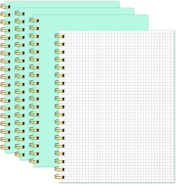 Graph Spiral Notebook 4 Pack Mint B5 Hardcover Grid Journal 100GSM