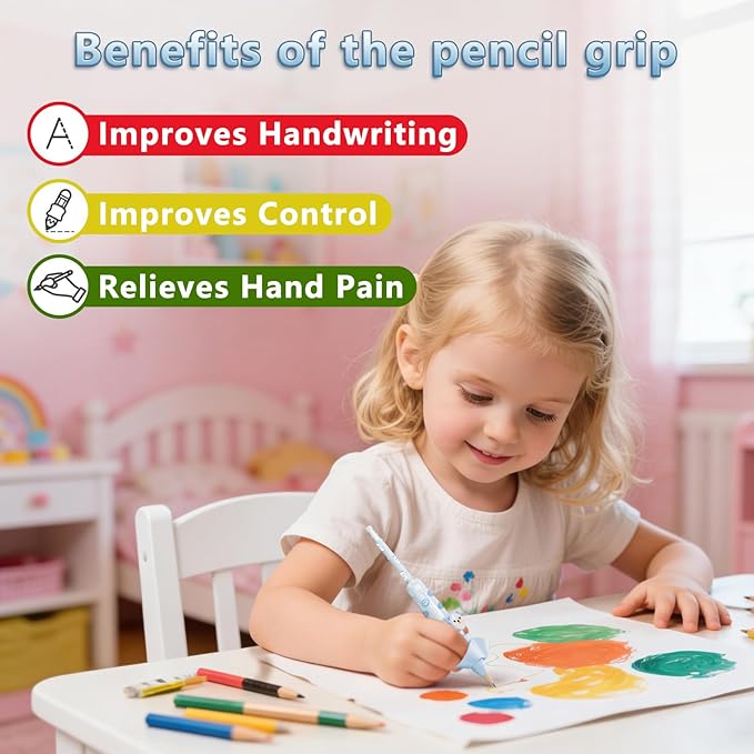 Pencil Grips for Kids Handwriting Smart Pressure‑Controlled Pencil Holder Gripper Posture Correction & Ergonomic Writing Tools Preschool Kindergarten Classroom & Homeschool Supplies (Pink)