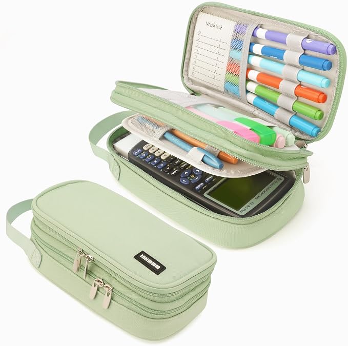 Pencil Case Large, High Capacity Canvas Big Pencil Pouch Organizer Holder | 5 Compartments Pockets Sturdy Zipper, Cute Pencil Case for School Office Student Teen