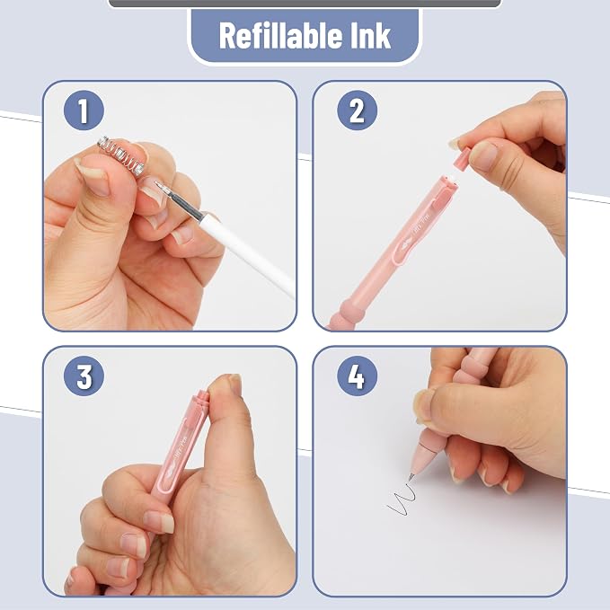 Mr. Pen- Retractable Gel Pens, 8 Pack, Pastel Barrels with Black Ink | Soft Grips, Fine Point 0.5mm, Fast Dry, Smooth Writing, Cute Pens for Drawing, Writing Planner and School Supplies
