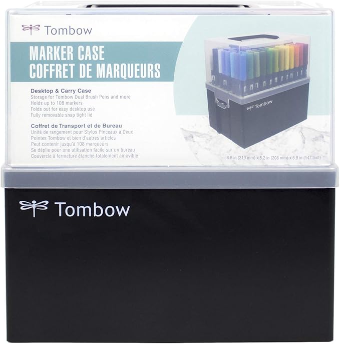 Tombow 56179 Dual Brush Pen Art Markers, 108 Color Set with Marker Case. Blendable, Brush and Fine Tip Markers with Marker Case