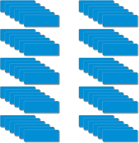 IMAGAME Magnetic Dry Erase Magnets Labels 3x1 inches, Reusable Name Tags, Organizing Schedules in Office/Classroom. Work on Fridge/White Board (Blue 60Pcs)