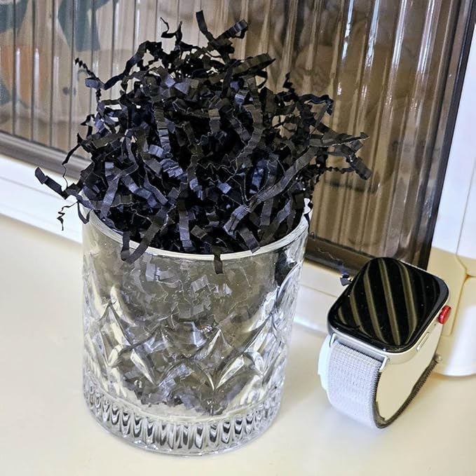 GoooodGift - 3 oz - Black - Crinkle Cut Paper Shred Filler for Gift Wrapping, Gift Box Stuffing Birthdays, Basket Filling Mother's Day Christmas