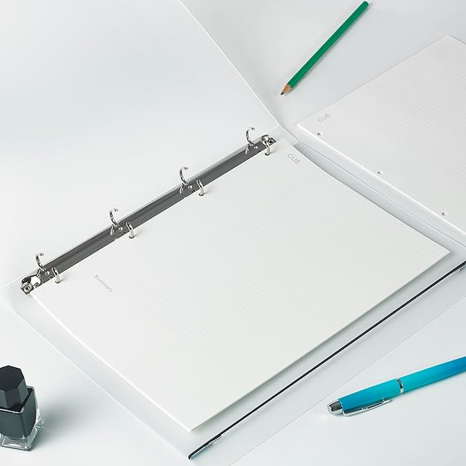 A4 Cornell Note Taking System Refill Pages - 290x210mm - 100GSM Thick Paper - 4-Hole Punch for 75mm Binders - with 5mm Grid, 135 Sheets