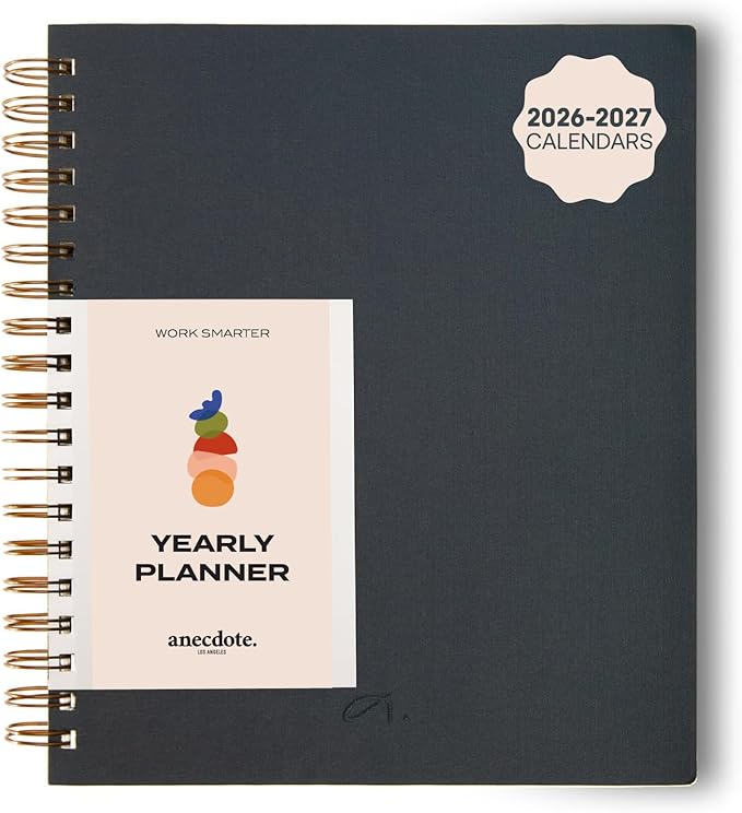 Anecdote Spiral Planner w/2026-2027 Calendar (8.5" x 10") | Start Anytime - 52 Weeks, Undated Planner Pages | To-Do List Organizer, Plan Your Success, Achieve Productivity Goals (Ink Blue)
