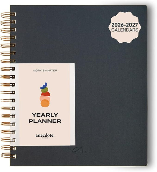Anecdote Spiral Planner w/2026-2027 Calendar (8.5" x 10") | Start Anytime - 52 Weeks, Undated Planner Pages | To-Do List Organizer, Plan Your Success, Achieve Productivity Goals (Ink Blue)