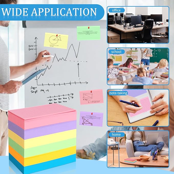 Bignc Index Cards Colored Notecards, 3 X 5 Inch Ruled Color Note Cards for School, Home & Office, Multi Colors Flashcards, Colorful Notecards,Pink Index Card Ruled, Purple Lined Flash Cards (600)