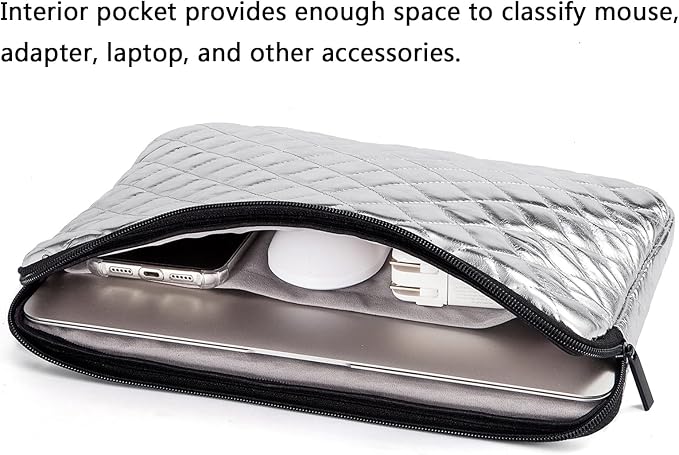 Puffy Laptop Sleeve 11 12 13 13.3 14 15 15.6 inch Case Protective Bag Quilted PU Leather Lined Padded