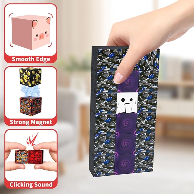 Intoypad 150PCS Magnetic Blocks for Kids, 0.8in Magnetic Building Block Toys for Boys Girls Age 3 4 5 6 7 8 9 10 Magnet Cubes Game Magnetic Tiles STEM Toys Christmas Birthday Gifts for Kids Toddlers